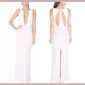 NWT ABS by Allen Schwartz Two-Tone Cutout Maxi Gown Ivory-Pink [SZ Medium ]‎